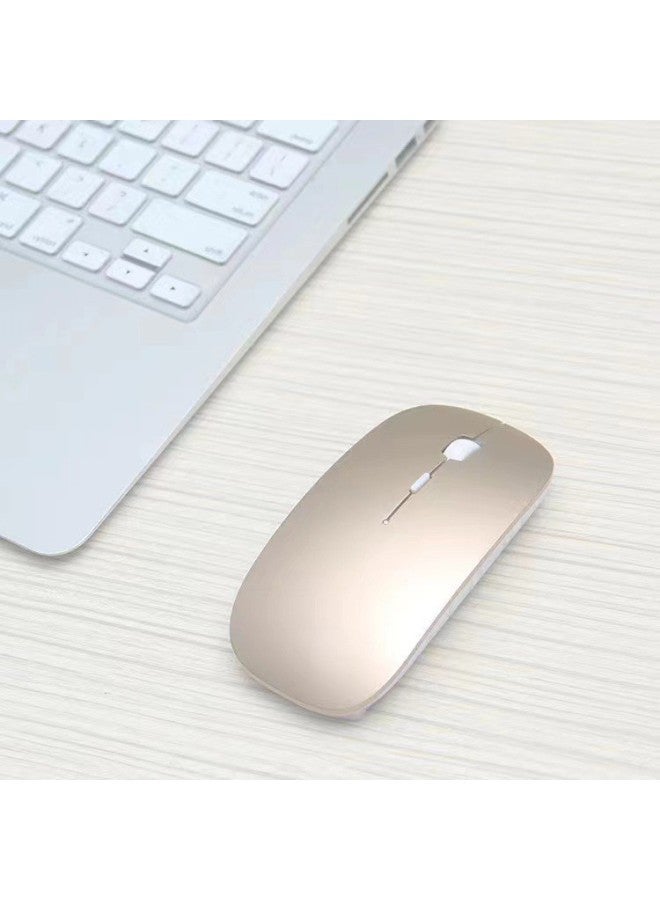 Luminous Office Bluetooth Mute Wireless Mouse Gift Gaming Computer Laptop Charging Mouse-Color:Battery 2.4G Local Hero Gold Bare Metal Bubble Bag - Image 1